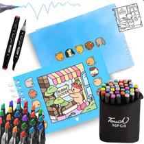 Canetinhas Touch 36 Un + Livro Colorir Bobbie Goods A5 180g Canetinhas Touch 36 Un + Livro Colorir Bobbie Goods A5 180g