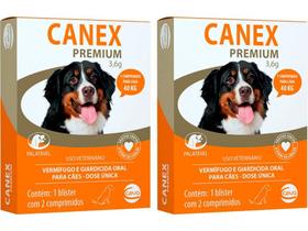 Canex Premium 3,6g Vermifugo Cães Até 40kg 2 Comprimidos - 2 Unidades