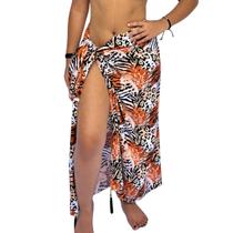Canga de Praia com Pingente Animal Print Versátil Saída de Praia