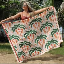 Canga De Praia COQUEIRO E ONÇAS Com Franjinha Premium Canga De Praia COQUEIRO E ONÇAS Com Franjinha Premium