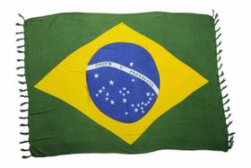 Canga De Praia Estampa Bandeira Do Brasil 100% Viscose Linda - Empório do Rio