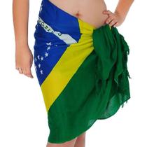 Canga De Praia Estampa Bandeira Do Brasil 100% Viscose Linda - Vitrine Original