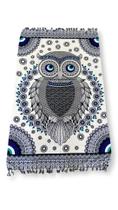 Canga de Praia Retangular Poliéster Estampa Coruja Indiana