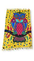Canga de Praia Retangular Poliéster Estampa Coruja Indiana