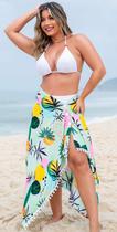 Canga de praia Saída de Praia Canga Saia Ajustável com Botão Estampado Kira Canga de praia Saída de Praia Canga Saia Ajustável com Botão Estampado Kira