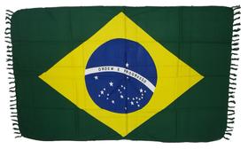 Canga De Praia Viscose/ Bandeira Do Brasil - Corpo Dourado Moda Praia