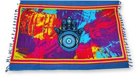 Canga de Praia Viscose Mão de Fátima Hamsá fundo Tie Dye Canga de Praia Viscose Mão de Fátima Hamsá fundo Tie Dye
