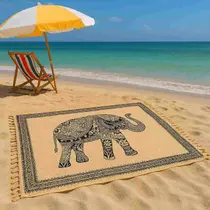 Canga e Saída de Praia Poliéster Elefante Indiano Arabescos Canga e Saída de Praia Poliéster Elefante Indiano Arabescos