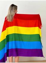 Canga Praia Poliéster Rainbow Arco Iris Saída Beach