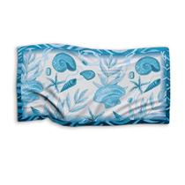 Canga Saída de Praia Estampa Conchas Azul 125x70cm Bali