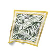 Canga Saída De Praia Folhagem Verde/Dourado 125x125cm Bali Canga Saída De Praia Folhagem Verde/Dourado 125x125cm Bali