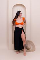 Canga Saída de Praia Preta Pompom