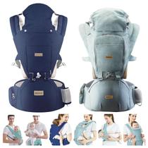 Canguru Carrega Bebê Ergonômico Até 20Kg 12 Posições 3 Em 1 Bebê Passeio Azul Bolsa Canguru Passeio