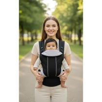 Canguru Ergonômico Bebê Preto 2 Posições Seguro Conforto