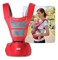 Canguru Ergonômico para Bebê até 25kg com Assento de Cintura Cinza 6 Posições Transporte Passeio Viagem