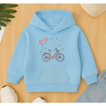 Canguru Moletom Infantil Menina Feminino Estampa Bicicleta Corações Fofo Delicado Inverno Agasalho Canguru Moletom Infantil Menina Feminino Estampa Bicicleta Corações Fofo Delicado Inverno Agasalho