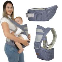 Canguru Para Bebe Com Assento Suspenso Azul Mesclado Kababy