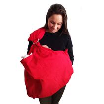 Canguru Sling de Argola com Bolso Com Ombreira Carregador De Bebe Proteção Vermelho Antialérgico 100 Algodão Seguro até 20 kl dia a dia Best Sling