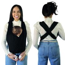 Canguru Sling X Preto Algodão Respirável Médio Bebê KaBaby