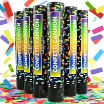 Canhão de confete biodegradável, pacote com 6 unidades, multicolorido, lançadores de confete para festa, 12 polegadas, canhão grande para celebração de casamento, aniversário, chá de bebê, decoração de Natal, Ano Novo e formatura
