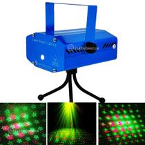 Canhão Laser Projetor Raios Holográfico Estrelas Coração Strobo Natal Possui Sensor Rítmico DY8636 - Dylan