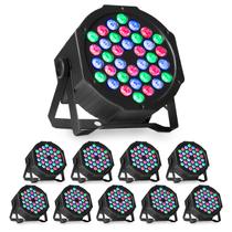 Canhão Led Refletor Strobo 36 Leds 3 Watts Rgb Dmx Bivolt - Kit 10 unidades