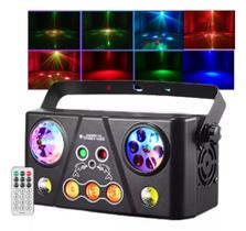 Canhão Raio Laser Holográfico Rgb C/ Controle Festa 5 em 1 Bola Magica Potente FIVEINONE