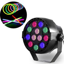Canhão refletor led 12 rgbw com 10 pulseiras neon