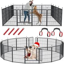 Canil Dobrável para Cães Mr IRONSTONE 81 cm de Altura com 16 Painéis Antiferrugem Canil Dobrável para Cães Mr IRONSTONE 81 cm de Altura com 16 Painéis Antiferrugem