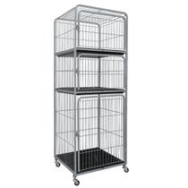 Canil Gaiola Vertical Mega 3 Lugares Prata Cachorro Pet Tosa