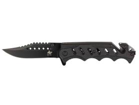 Canivete Albatroz Lâmina Preta Com Serrilha Semi Automatico Com Corta Cinto e Quebra Vidro