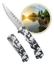 Canivete Automático de Bolso Com Bainha Para Caça E Pesca Selva Camuflado Luxo A861