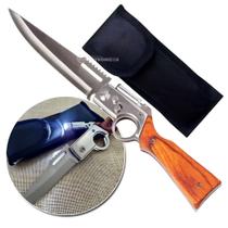 Canivete Automático Lâmina de Aço Inox, Cabo Robusto e Lanterna Embutida para Aventura SLKD19