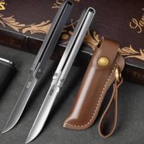 Canivete Borboleta Premium em Aço M390 com Bainha de Couro Canivete Borboleta Premium em Aço M390 com Bainha de Couro