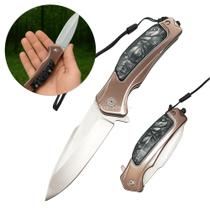 Canivete Bushcraft Aço Inoxidável Cabo Madeira Resistente Para Aventura e Pesca TC04