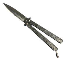 Canivete butterfly com trava profissional caveira preto t286bbi