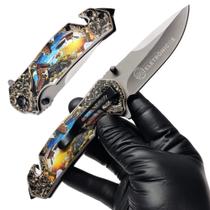 Canivete Cabo Metal Semi Automático Com Clip Trava Liner Lock Para Sobrevivência TB1622 Canivete Cabo Metal Semi Automático Com Clip Trava Liner Lock Para Sobrevivência TB1622