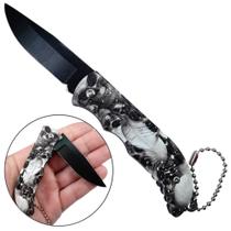 Canivete com Lâmina de Aço Inoxidável 7cm, Estampa de Caveira e Cabo Durável SLKD54 Canivete com Lâmina de Aço Inoxidável 7cm, Estampa de Caveira e Cabo Durável SLKD54