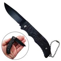 Canivete Compacto de Aço Inoxidável 16cm, Lâmina de 7cm com Estampa de Caveira SLKD54