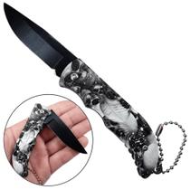 Canivete de Aço Inoxidável com Lâmina de 7cm, Estampa Caveira e Cabo de Plástico Resistente SLKD54BR Canivete de Aço Inoxidável com Lâmina de 7cm, Estampa Caveira e Cabo de Plástico Resistente SLKD54BR