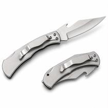Canivete de Bolso Aço Inox 19cm c/ Trava, Clip e Abridor p/ Pesca e Camping