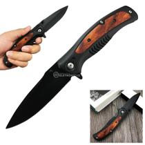 Canivete de Bolso Lâmina 10cm Inox, Cabo Madeira, Trava e Clip Integrado DA315