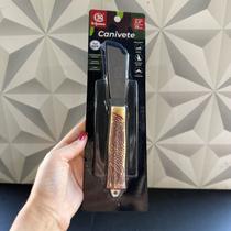 Canivete de inox com cabo decorado de madeira faca artesanal pesca camping serviços Canivete de inox com cabo decorado de madeira faca artesanal pesca camping serviços