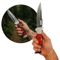 Canivete de Sobrevivência 25,5cm Aço Inox Cabo Madeira Preto Resistente TCMA