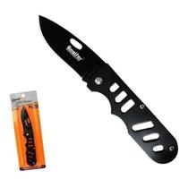 Canivete dobravel camping pesca preto 16cm inox acampar