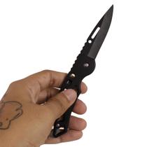 Canivete dobravel preto para chaveiro retrátil aço inox