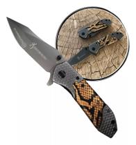 Canivete Faca Dobrável de Abertura Rápida Semiautomática lâmina Afiada Cabo Escamado Cobra