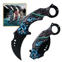 Canivete Faca Karambit Curvado Semi Automático Com Clip Alto Padrão Luxuoso Dobrável SLKD322