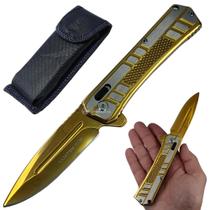 Canivete Inox 9cm com Clip, Trava de Pressão e Capinha de Proteção SLKD329 Canivete Inox 9cm com Clip, Trava de Pressão e Capinha de Proteção SLKD329