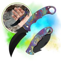 Canivete Karambit Lâmina Curvada e Afiada Aço Inoxidável Cabo Colorido SLKD44